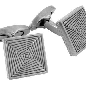 Graphic Vertigo Engraved Cufflinks In Titanium - Silver Colour